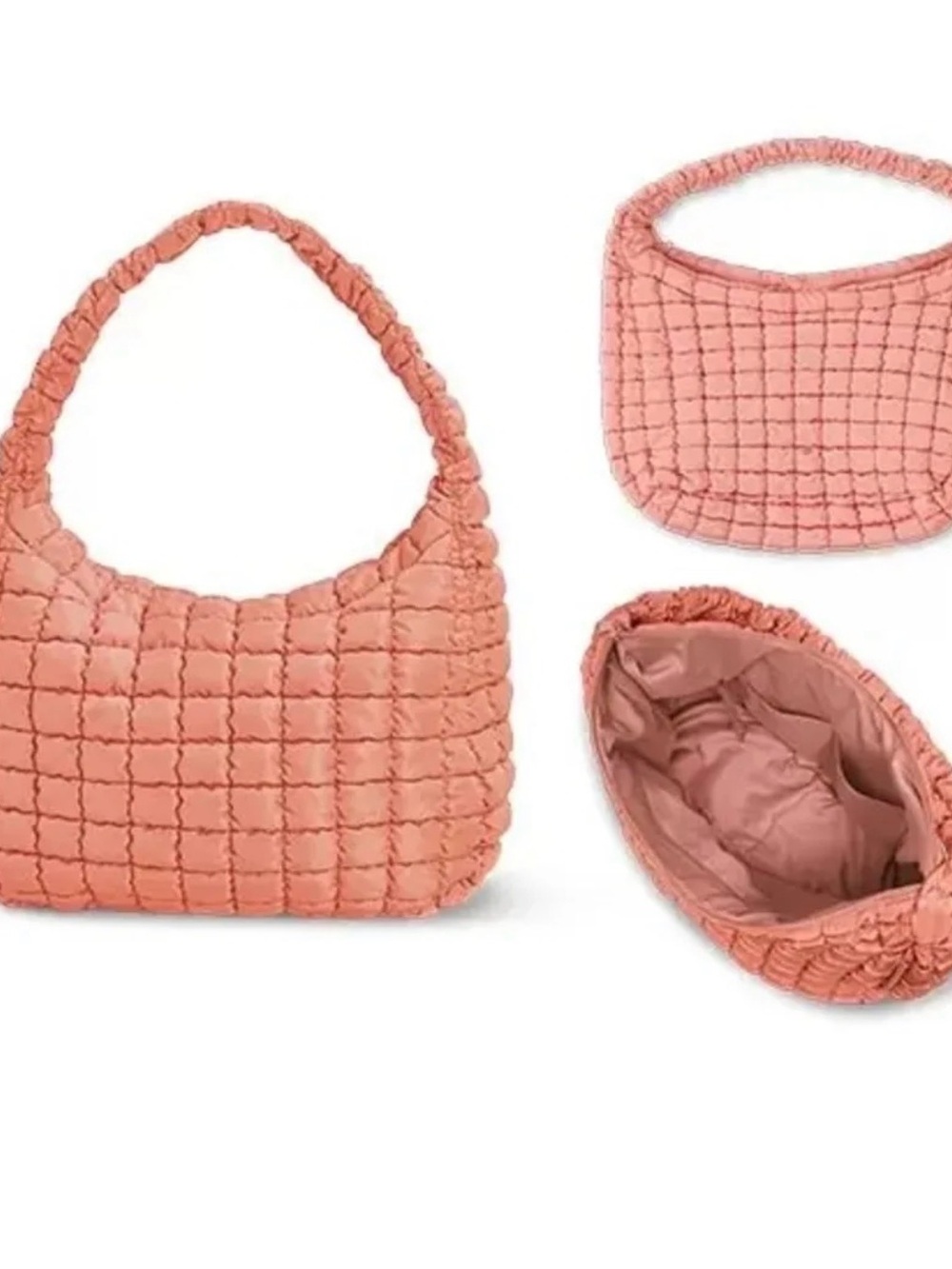 Woven Quilted Shoulder Bag - Black